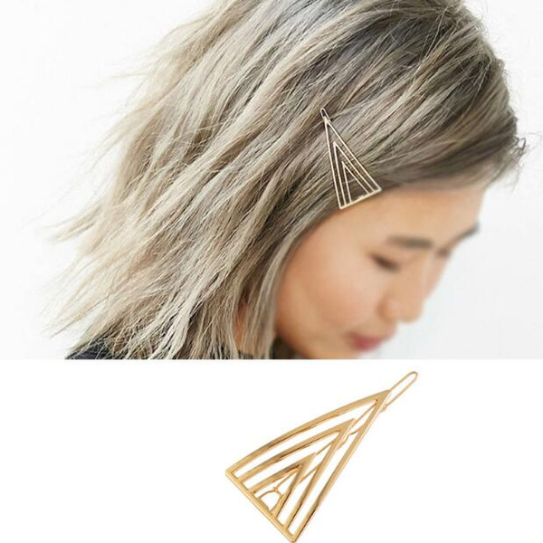 Cute triangle hair clips gold/silver colors metal hair pin hair jewelry decorations clip accessories best gift for lady/girl/woman