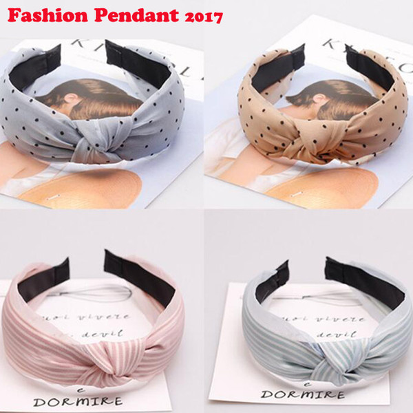 Women's Hairbands Elastic Headband Twist Knot Polka Dot Print Organza Fabric Wide Headwear Korean Hair Band Hair Accessories