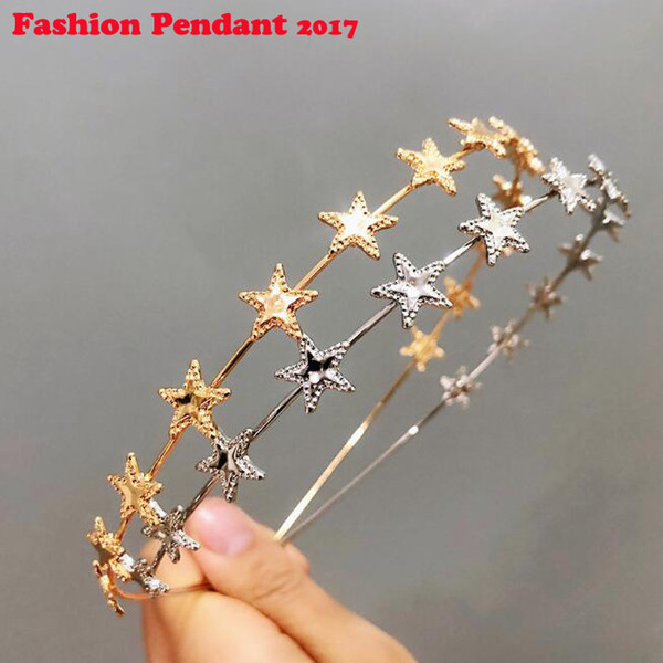 2019 Fashion Metal Stars Headband Sweet Hair Accessories Lady Alloy Headwear Headdress Tools Women Girls Wholesale dhl shipping