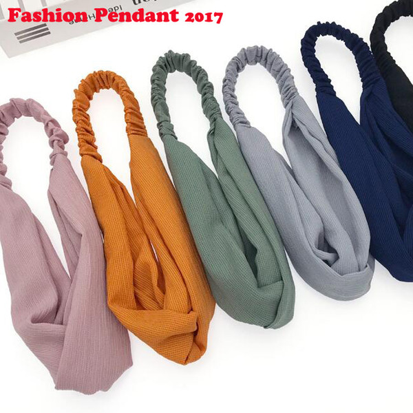 2019 New Women Spring Soft Solid Headbands Vintage Cross Knot Elastic Hairbands Bandanas Girls Hair Bands Hair Accessories