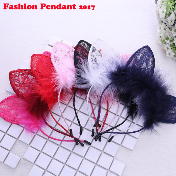 Sexy Lace Cat Ear Headbands for Birthday Party Gift Women Hoop Head Girls Sexy Ear Cat plush Hairband Headwear Hair Accessories