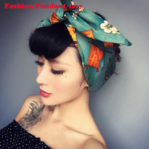 2019 Floral Print Chiffon Hair Band Bow Hair Ropes retro Ladies Head Band Girls Hair Ties Women Accessories