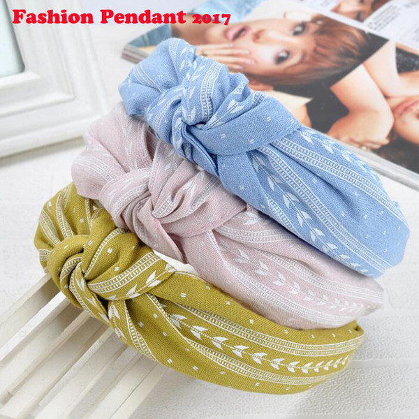 2019 Soft Knotted printed Headband Hairband For Women Lady Bow Hair Hoop Hair Accessories Headwear for women dhl shipping