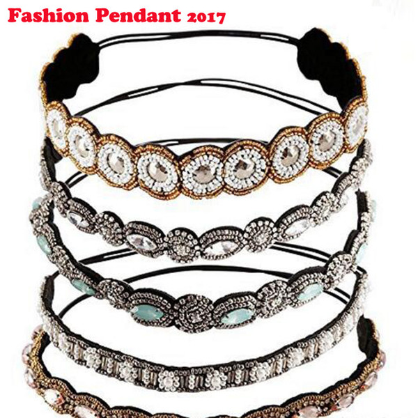 2019 Vintage Bohemian Ethnic Beads hair bands Handmade Headband Party Bohemian Rhinestone Elastic Hair Band Hair Accessory