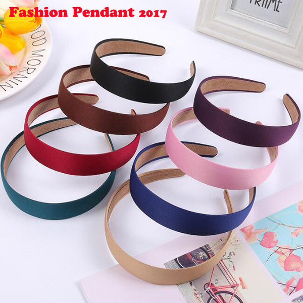 3CM Wide Solid Plain Haribands Satin Headband Women Hair Accessories Girls Simple Headbands Head Hoop Headdress dhl shipping