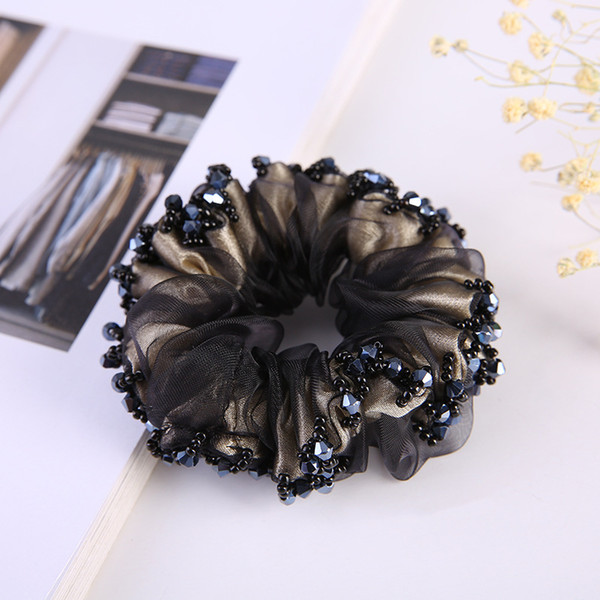 2018 fashion ladies hair accessories elastic hairbands scrunchy rubber bands crystals fabric hair decoration for women hair wear