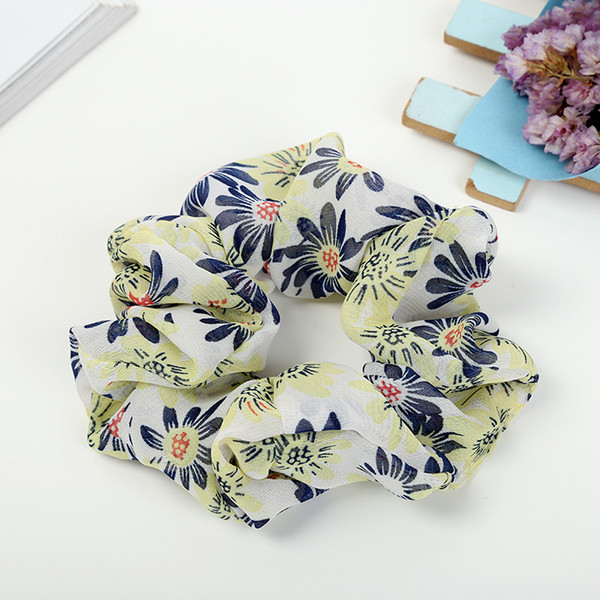 2018 fashion ladies flower hair accessories elastic scrunchy rubber bands crystals fabric hair decoration for women hair wear