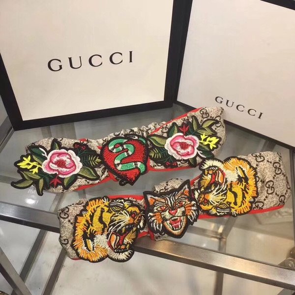 2018 Luxury Brand Women's Scarf Echarpes Foulards Cachecol Hot Designer Elastic Headband Hair Bands for Men and Women Best Quality 4571