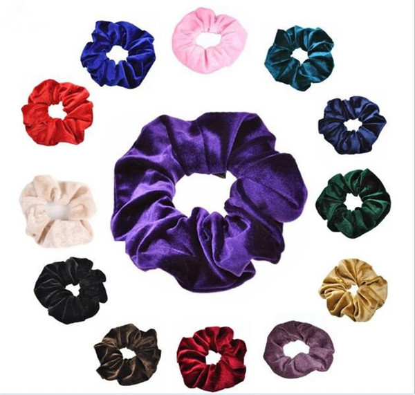 Women Polyester Velvet Elastic Hair Scrunchie Ponytail Donut Grip Loop Holder Stretchy hair jewelry R245