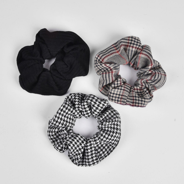 New Arrial Vintage Black & White Check Ponytail Holder Scrunchies Ring Elastic Hair Tie for Women & Girl Hair Accessoires