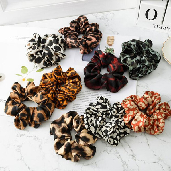 Leopard Pattern Ladies Stretch Ponytail Hair Bands Elastic Headbands Women's Scrunchies Solid Headwear Hair Accessories