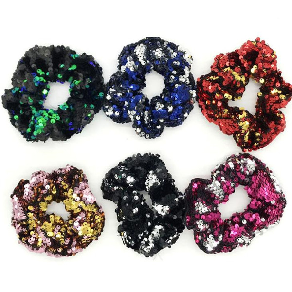 Fashionable two-color Mermaid sequins, hair rings, hair ropes, European and American headropes, children's horsetails T5C6032