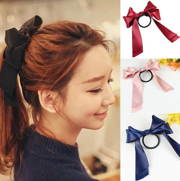 Colorfully Boutique Bows Elastic Hair band for girl and woman hair Accessories Ribbon Bow Hair Tie Rope Hair Band