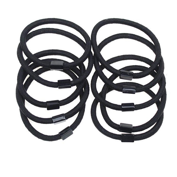 10pcs/lot 52mm Women Fashion Black Elastic Ponytail Holders Hair Accessories For Girl Women Rubber Band Tie Gum