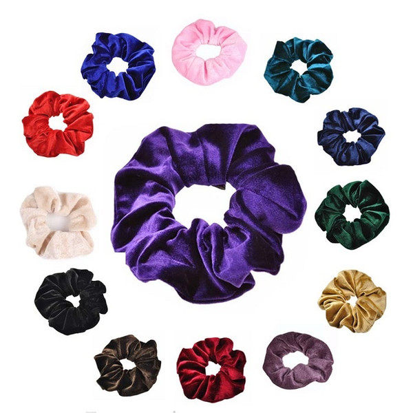 Women Polyester Velvet Elastic Hair Scrunchie Ponytail Donut Grip Loop Holder Stretchy hair jewelry 2019