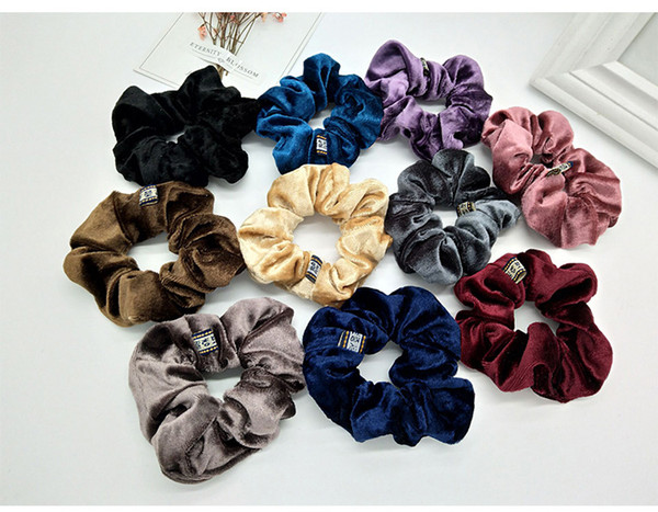 Solid Color Lady Hair Scrunchies Ring Elastic Hair Bands Pure Color Bobble Sports Dance Velvet Soft Scrunchie Hairband