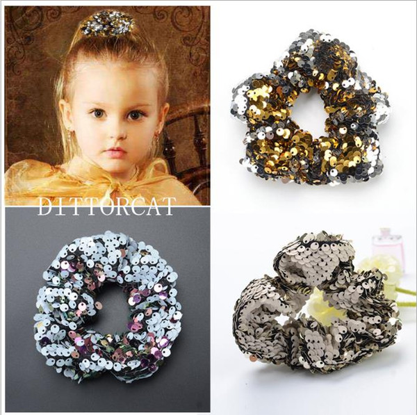 Glitter Scrunchie Ponytail Holder sequins Scrunchies Pelo Pony Tail Wrap Hair Ties Gift for Her 14 colors CNY133