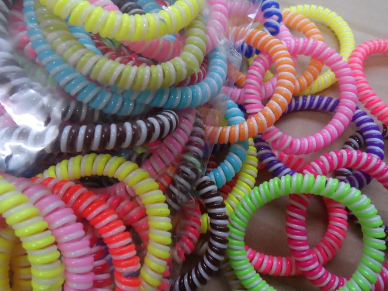 100x New Mixed Color Stretch Telephone Wire Hair Band Hair Ring Hair Rope Taenia Hair Jewelry