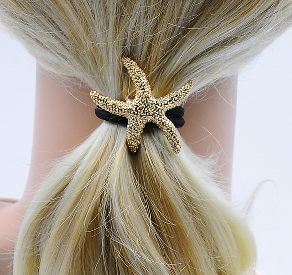 Girl Ponytail Holder with Metal Star Starfish 2 Colors New Fashion Hair Accessories High Quality for Wholesale