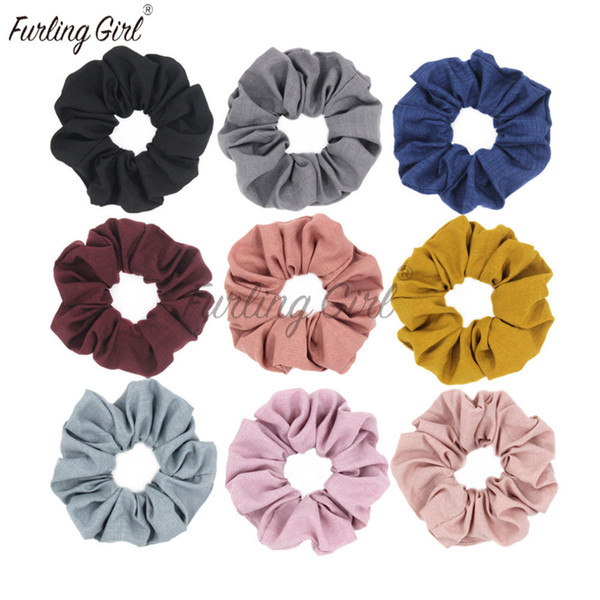 Girl 1 Pc Cotton And Linen Fabric Elastic Hair Bands Solid Hair Scrunchies Holder For Woman Hair Ties