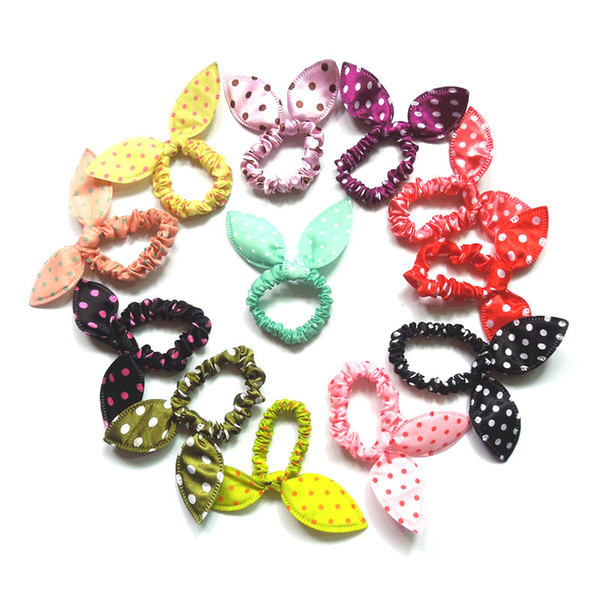 Fashion Cute Girls Rabbit Ear Hair Tie Bands Ropes Ponytail Holder Ropes Bands Accessories for Girls Teens Mixed Colors Wholesale Price