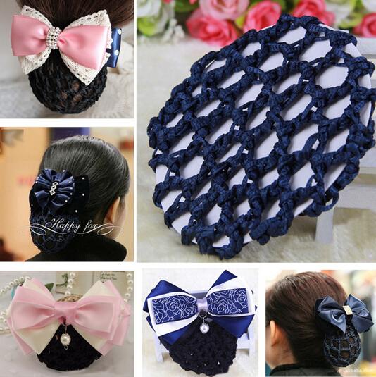 Girl women Bun Cover Snood Hair Net Ballet nurses Flight attendant Dance Skating Handmade Crochet Hair Net Pony Tails Holder