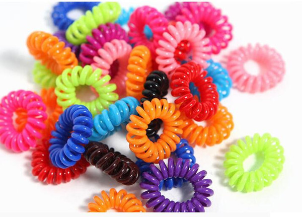 New 2cm Small Telephone Line Hair Ropes Girls Colorful Elastic Hair Bands Kid Ponytail Holder Tie Gum Hair Accessories