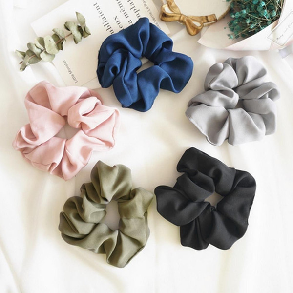 5 Color Women Girls Pure Color Cloth Elastic Ring Hair Ties Accessories Ponytail Holder Hairbands Rubber Band Scrunchies KKA6149