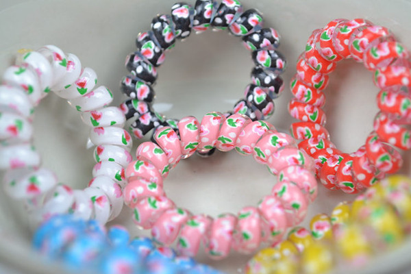 Candy Colored Telephone wire Mix Color Fashionable women headdress head flow Gum Elastic ponytail holders Hair Ring Spring Rubber Band Acces