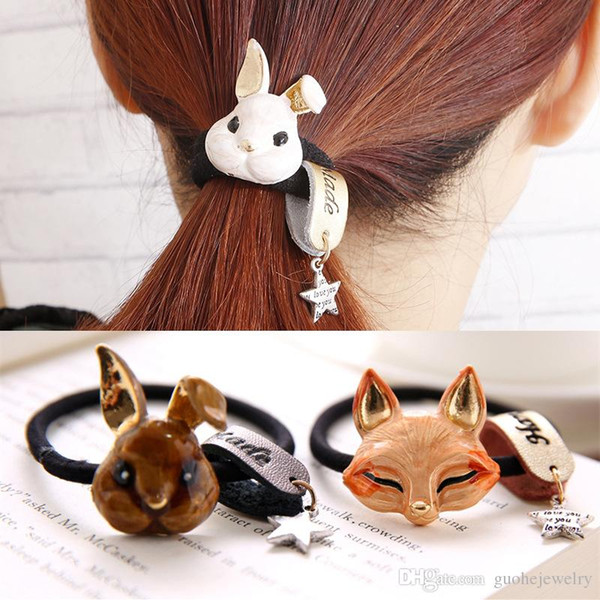 Hot fashion elastic hair ties Rabbit fox cat hair rings rubber band hair ornaments free shipping