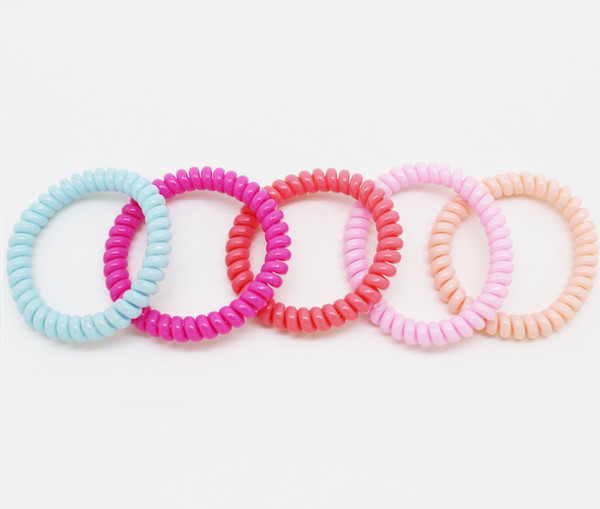 10pcs/bag hair elastics for girls,hot selling telephone hair ties,colorful thin telephone wire for long hair,fashion ropes ponytail holder