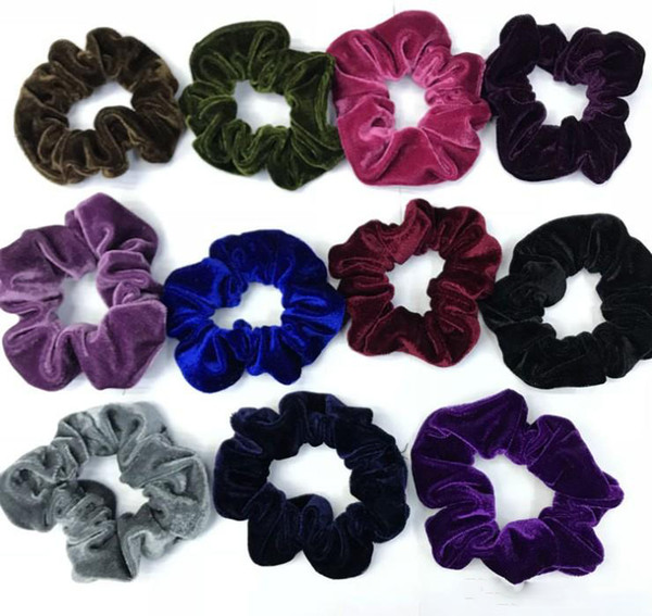 New Women Velvet Elastic Hair Scrunchie Scrunchy Hairbands Head Band Ponytail Holder middle size free shipping