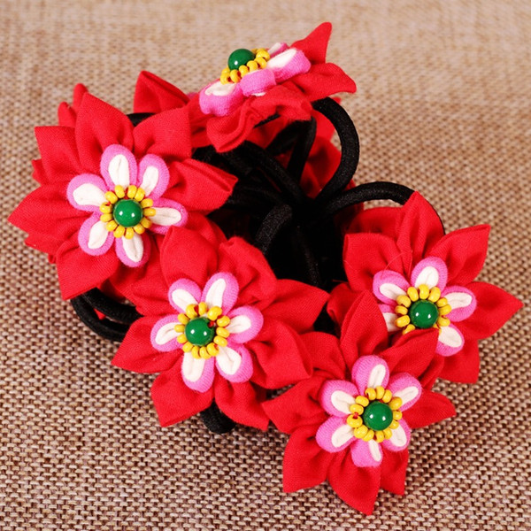 New ethnic style fabric hair accessories national characteristics hair ring rope band handmade fabric head flower