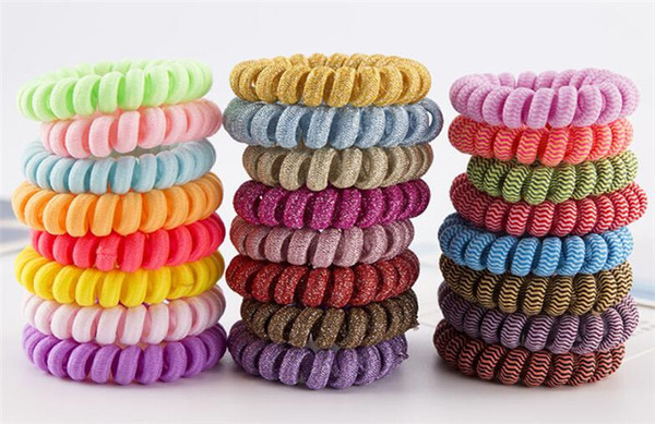 Fabric Telephone Wire Hair Band Wrapped Cloth Design Ponytail Holder Elastic Phone Cord Line Hair Tie Hair Accessories R246