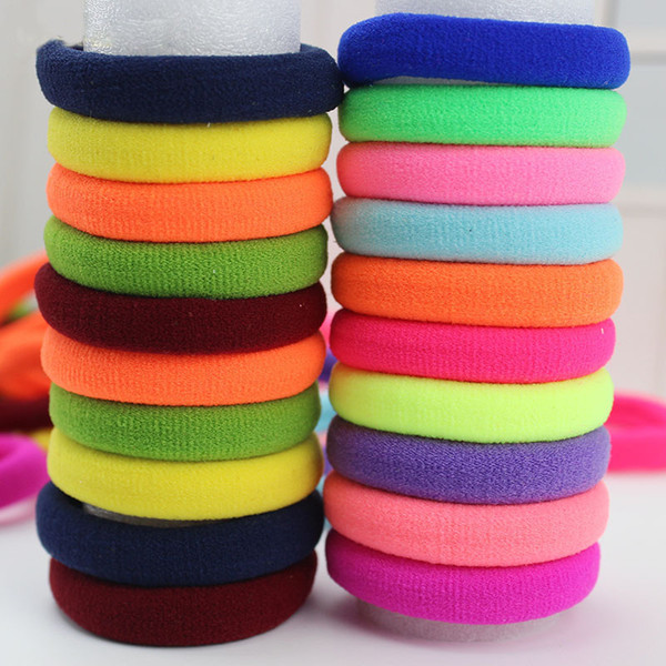 100pcs/lot Candy Fluorescence Colored Hair Holders High Quality Rubber Bands Hair Elastics Accessories Girl Women Tie Gum