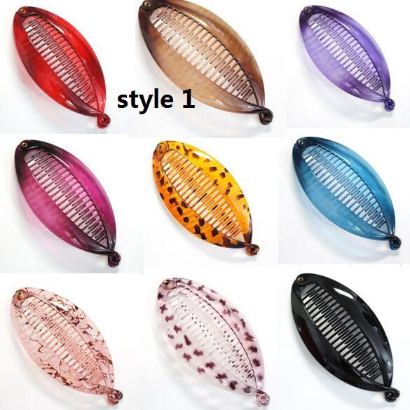 13 colors Vintage Banana/Fish Hair Clips Barrette Comb Ponytail Holder Accessories 50pcs/