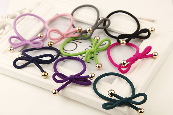 Lovely Girls Bowknot Hair Band Tonytail Wrap Bow Elastic Scrunchie Hair Rope Headwear Ponytail Holder Hair Accessories