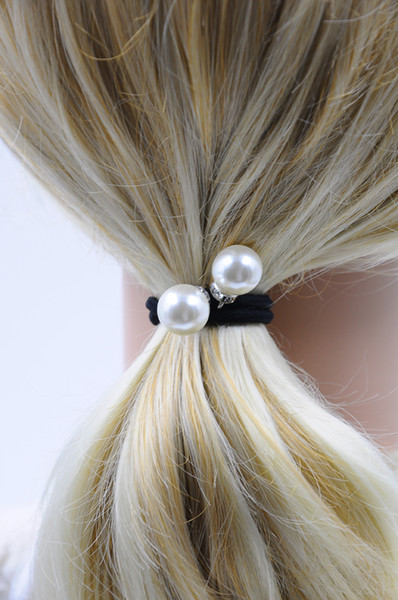 Women Ponytail Holder with Imitation Pearl Rhinestone Hair Accessories Ball Handmade New Fashion High Quality for Wholesale