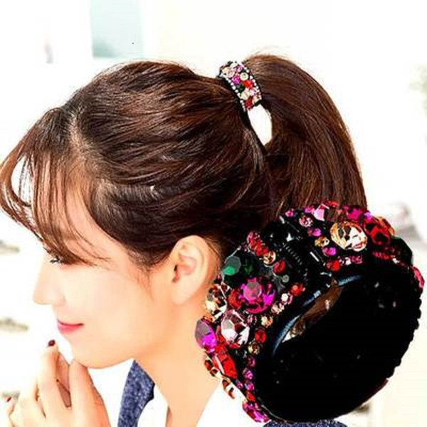 Rhinestone Crystal Ponytail Buckle Pony Tails Holder Round Hair Bands Hair Jewelry Accessories Ornament DHL FREE