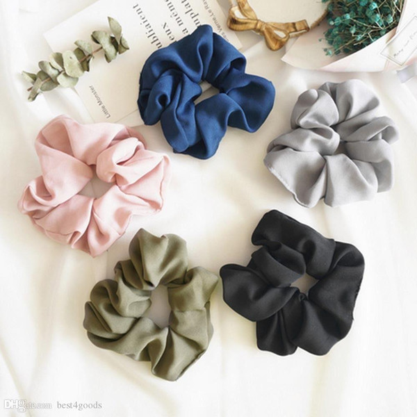 5 Color Women Girls Pure Color Cloth Elastic Ring Hair Ties Accessories Ponytail Holder Hairbands Rubber Band Scrunchies N2524