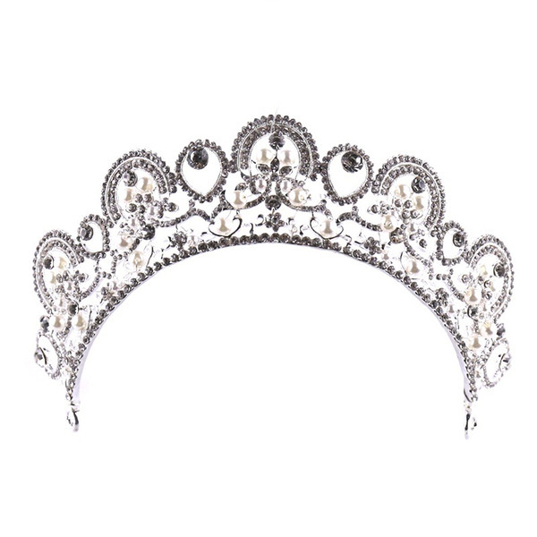 Luxury Silver Pearl Tiara and Crowns Crystal Princess Pageant Engagement Wedding Hair Accessories for Bridal Women Hair Jewelry