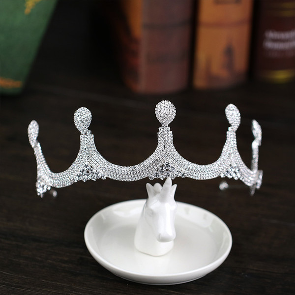 Luxurious Exquisite Rhinestone Diadem For Bride Wedding Tiaras Hair Accessories Silver Wedding Queen Crown Tiaras Women Jewelry