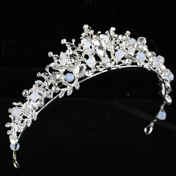 Pearl Crown Tiaras Luxury Pearl Princess Pageant Engagement Wedding Hair Accessories For Bridal Jewelry Free Earrings