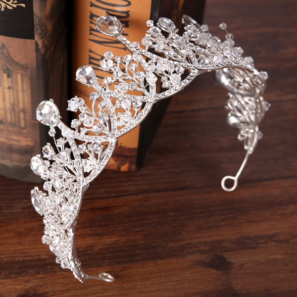 Hair Jewelry Vintage Silver Crystal Tiara Prencess Wedding Crown Handmake Bride Hair Accessories Wedding Jewelry Accessories