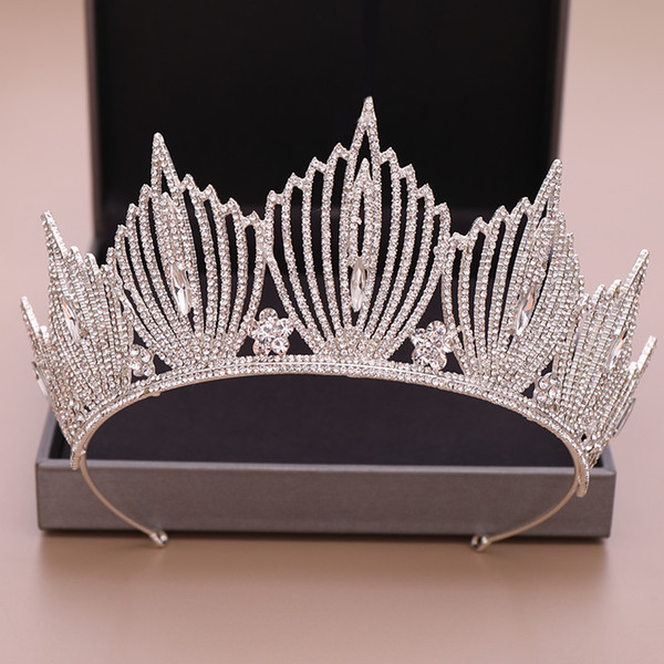 Luxurious Rhinestone Tiara Wedding Crown Bridal Hair Jewelry Crystal Tiara Crown Hair Accessories Bride Head Piece Queen Diadem