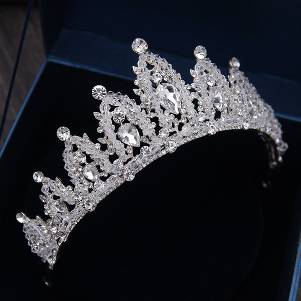 Baroque Luxury Rhinestone Bridal Crown Tiaras Handmade Silver Crystal Diadem Tiaras For Bride Headbands Wedding Hair Accessories