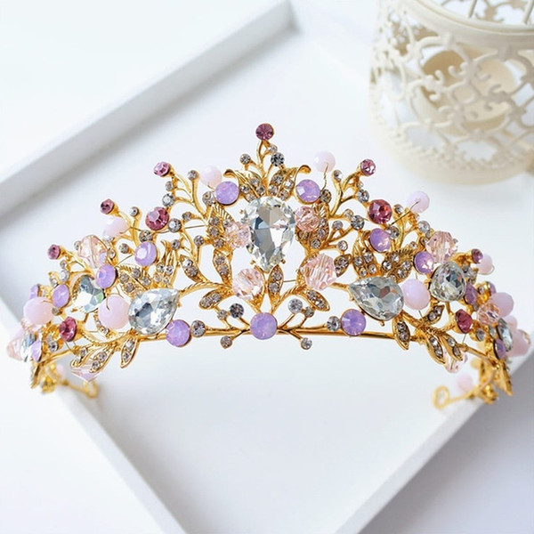 Luxury Gold Crystal Tiara Sweet Princess Crown Wedding Hair Accessories