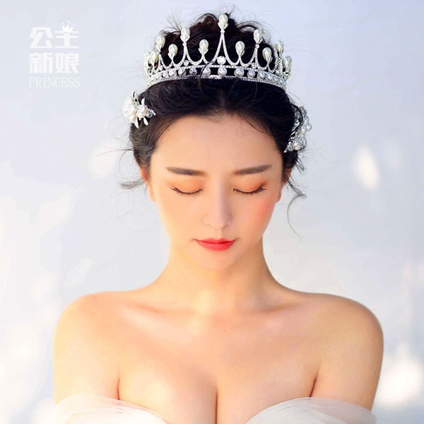 Luxurious Queen pearl Crown tiara Bridal Wedding Hair Accessories accessories