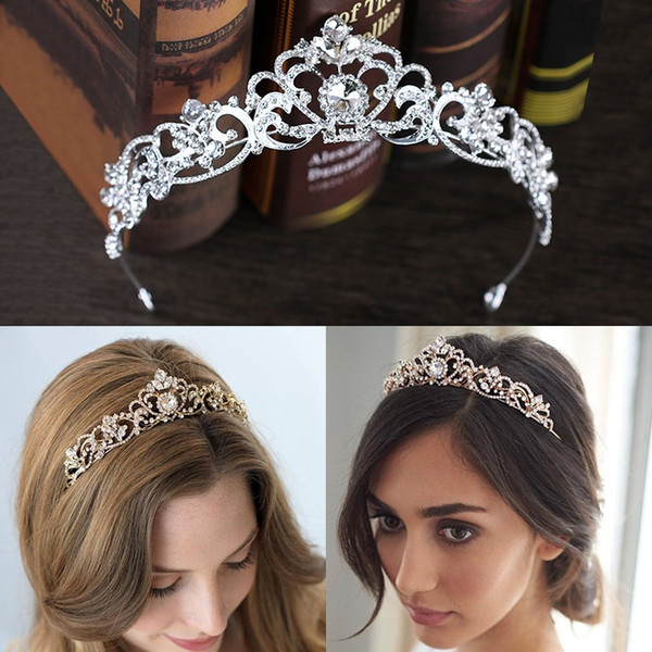 Trendy Heart Crystal Crown Princess Bridal Wedding Tiara Decoration Headpiece Wedding Hair Accessories Jewelry