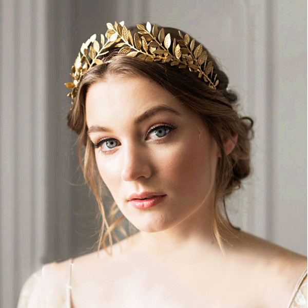 Leaf Style Wedding Party Crown Bridal Tiara Vintage Bride Hair Hoop Golden/Sliver Bride Hair Accessories Women Jewelry Hairband